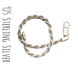 925 Sterling Silver Twisted Rope Style Design Bracelet